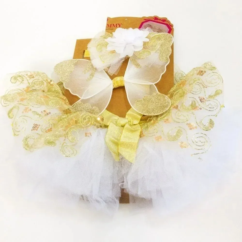 Elly & Emmy 3-Piece Angel Tutu Set Sz 0-6M